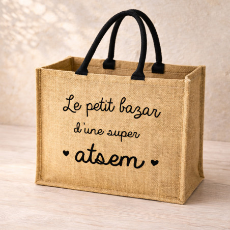       Cabas "Le petit bazar d'une super atsem"
    