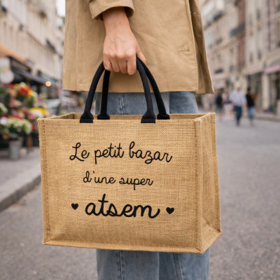 Achat cabas "Le petit bazar d'une super atsem"