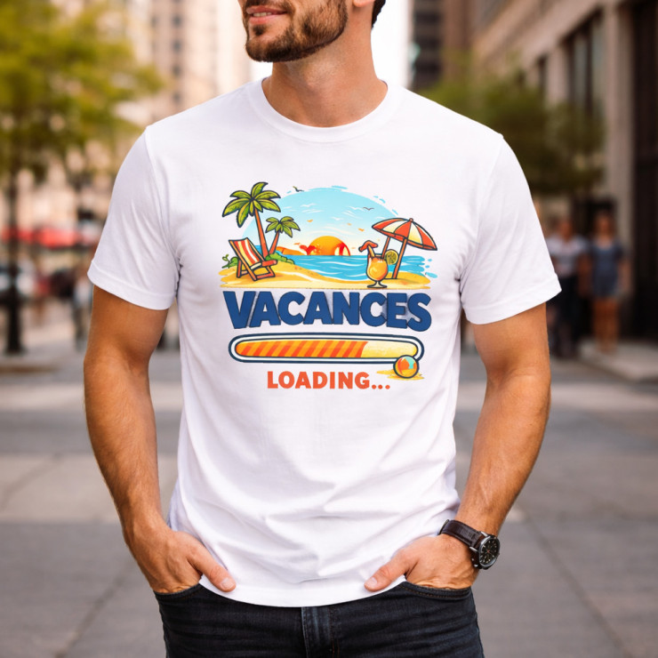       T-shirt homme Vacances Loading - Coton imprimé en France
    