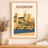 Affiche Avignon vintage - Cadre bois