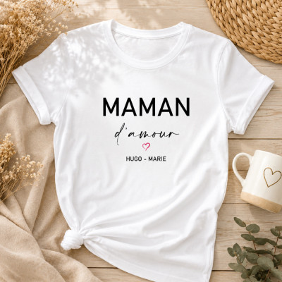 T-shirt Maman d’amour personnalisé - Prénoms enfants