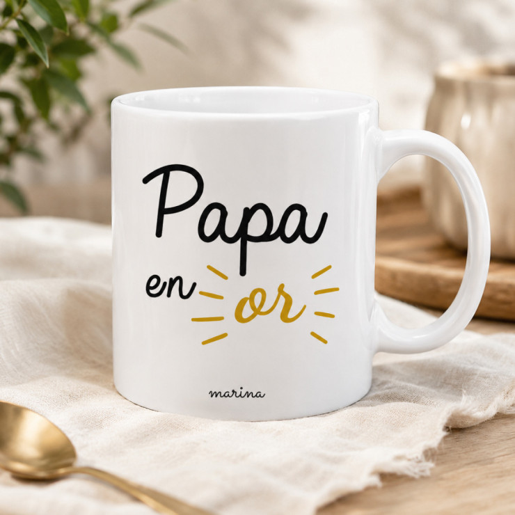 Mug Papa en Or - cadeau fête des pères tendre