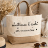 Sac cabas XL en jute Maitresse d'école en vacances - Sac XL