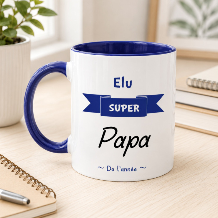 Mug Élu Super Papa - cadeau humour pour papa