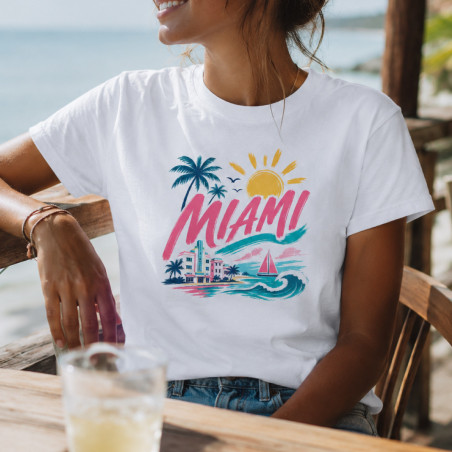       T-shirt Miami femme - Style plage et soleil
    