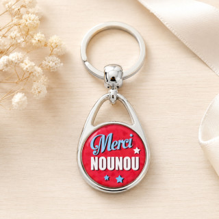 Porte clés Merci nounou - rose