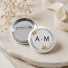 Badge mariage avec initiales - Personnalisable - Badges à épingle