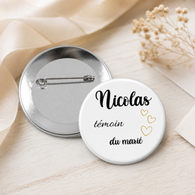 Badge témoin du marié - Personnalisable pour mariage