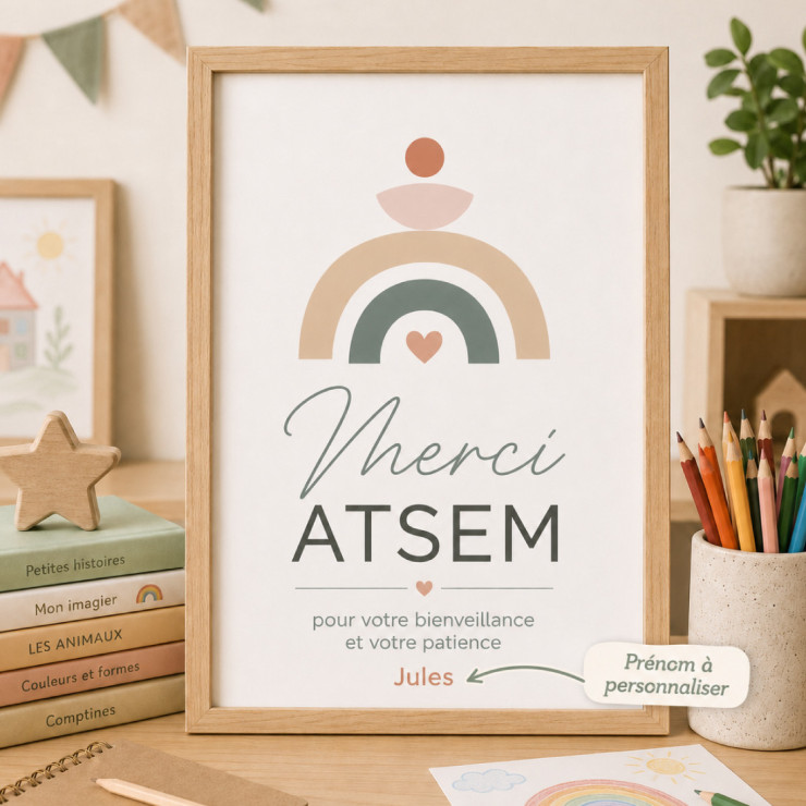 Affiche Atsem avec cadre - Remerciement atsem - Merci Atsem