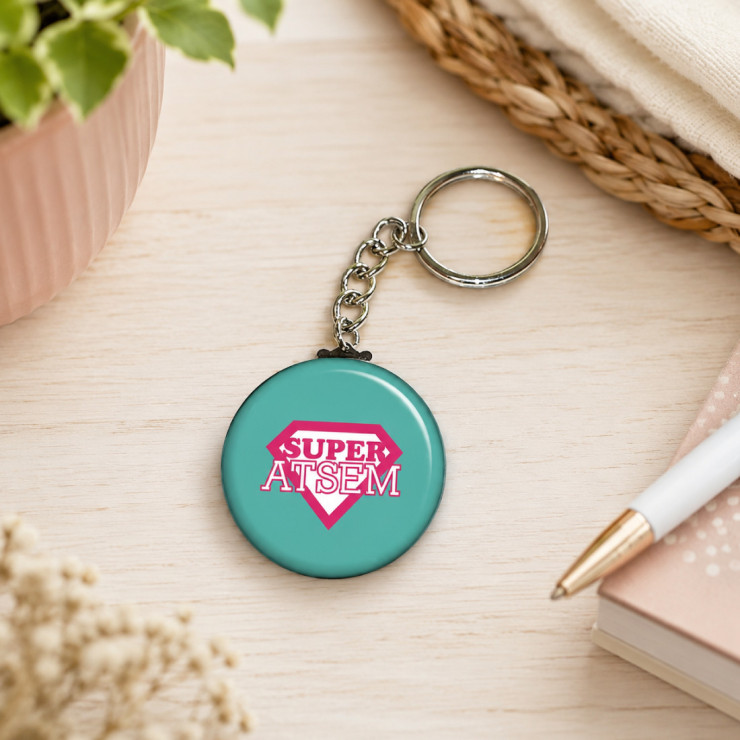 Porte clés "Super atsem" vert