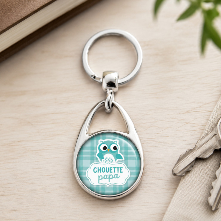       Porte clés chouette papa bleu
    