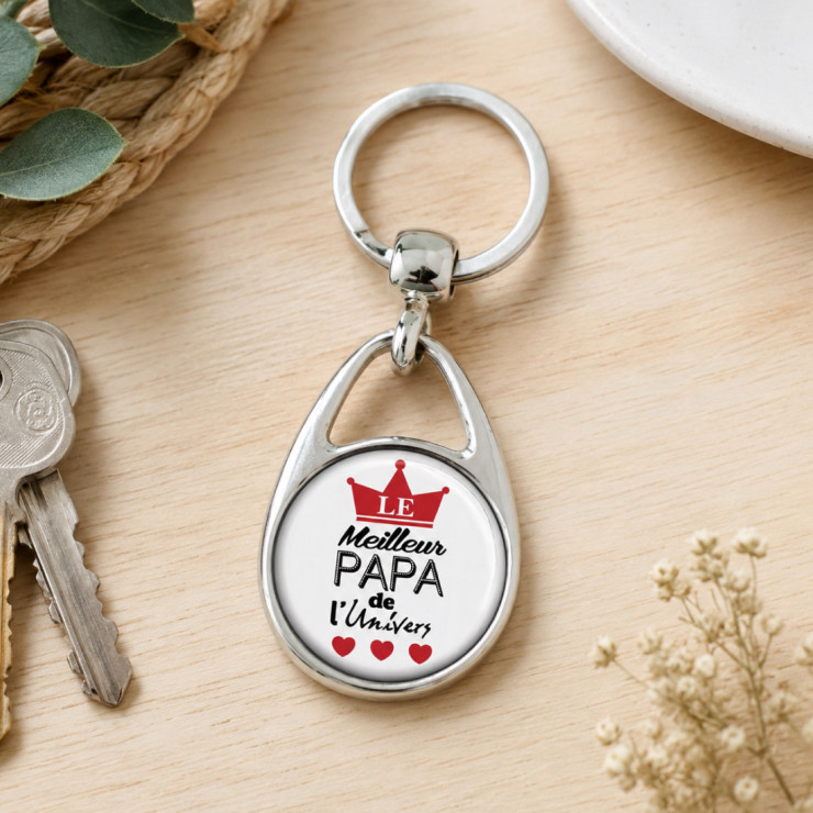 Porte clés "Le meilleur c'est PAPA" blanc