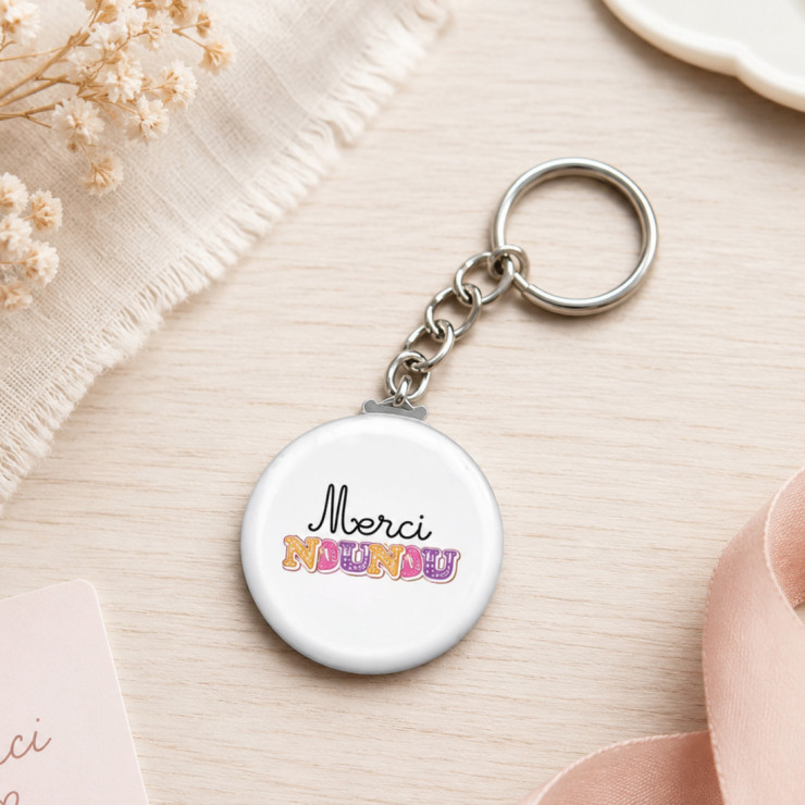 Porte clés "Merci nounou" blanc