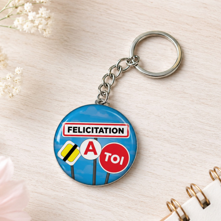 Porte clés bleu "Félicitation à toi"