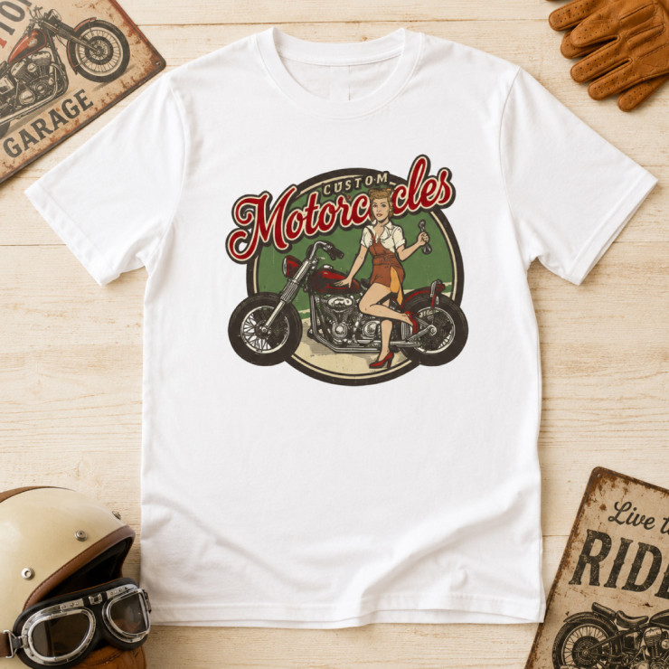       Tee-Shirt blanc motard Vintage
    