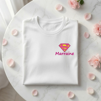 T-shirt Super marraine - couleur blanc, coupe ajusté