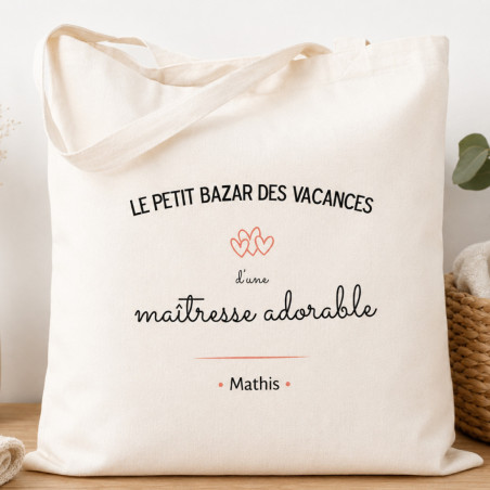       Tote bag maitresse en vacances
    