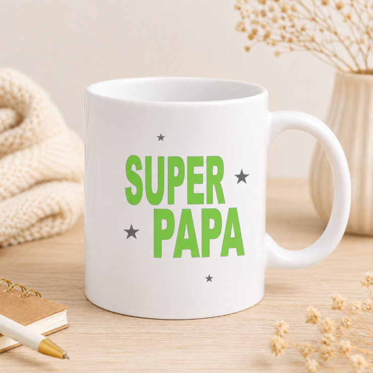                     Mug Super Papa - cadeau fête des pères rigolo
                  