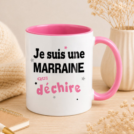       Mug Marraine qui déchire - Cadeau humour anniversaire
    