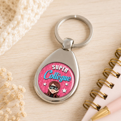Porte clés super collègue - Jeton de caddie - Angora