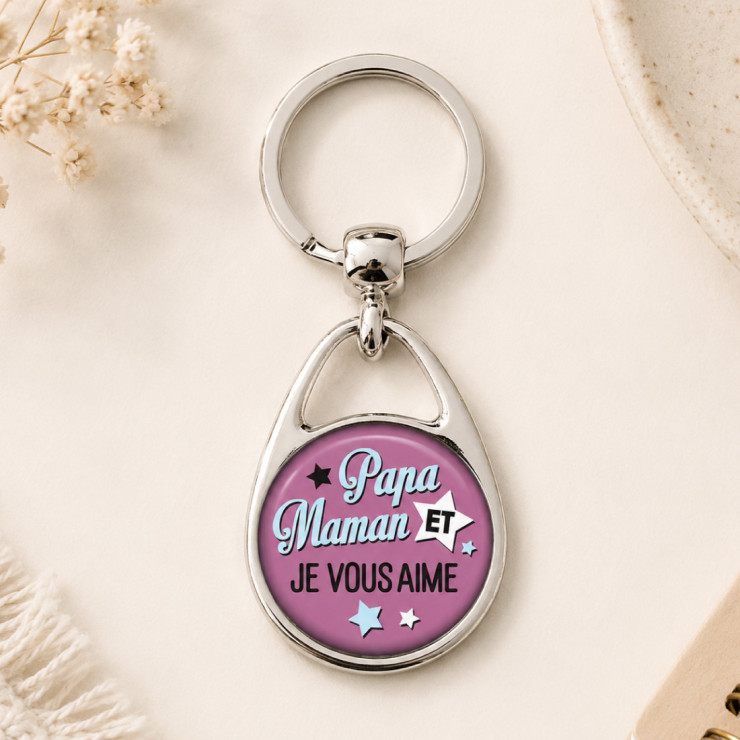       Porte clés "Papa et Maman je vous aime" violet
    