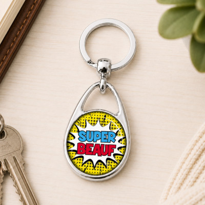 Porte clés "Super beauf" comics - Idée cadeau originale
