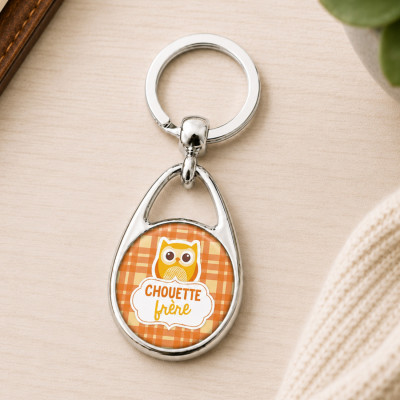 Porte clés "chouette frère" orange