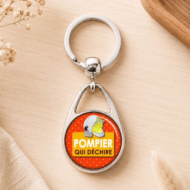                     Porte clés personnalisé Pompier
                  