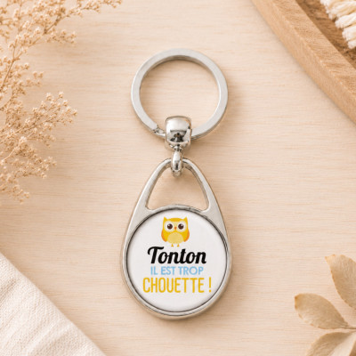 Porte clés chouette Tonton - Métal - Idée cadeau oncle