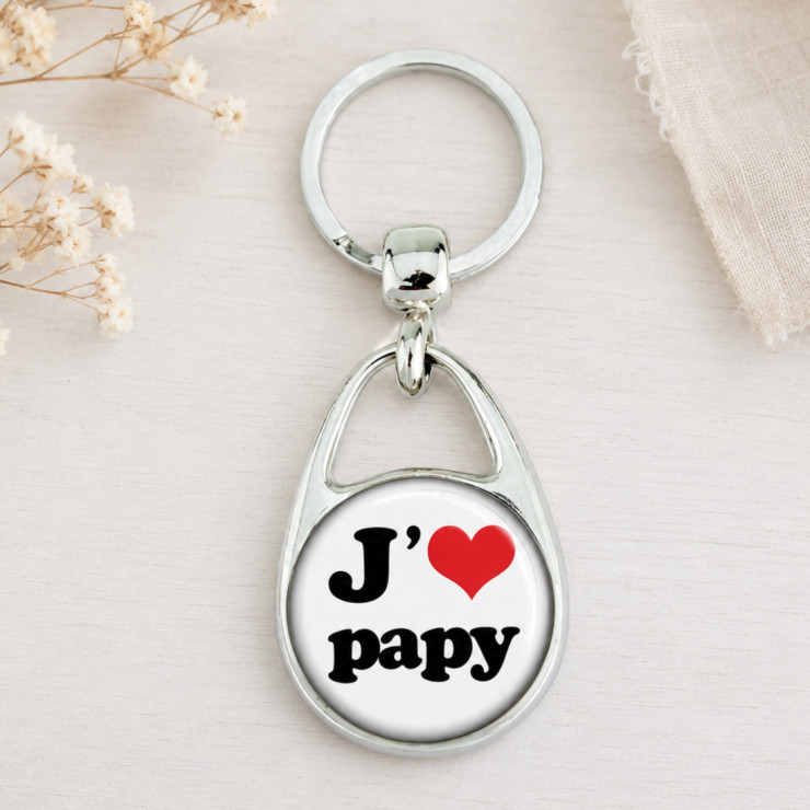                     Porte clés "J'aime PAPY"blanc
                  