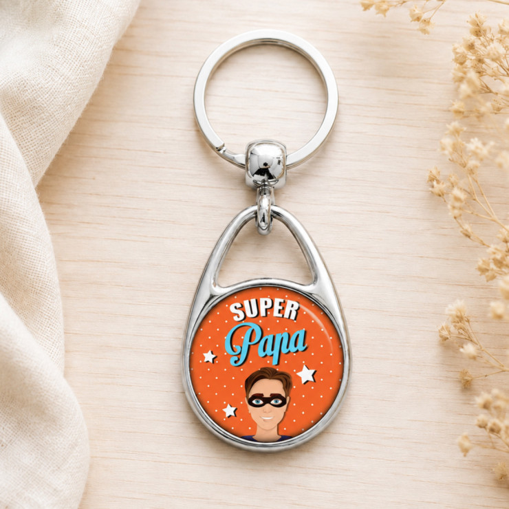                     Porte clés Super Papa orange
                  