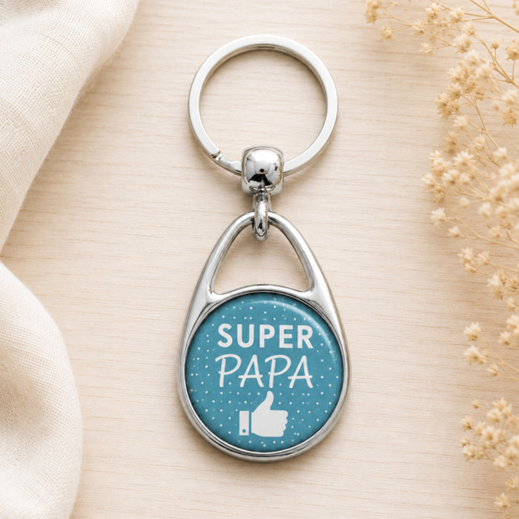                     Porte clés "Super Papa" bleu
                  