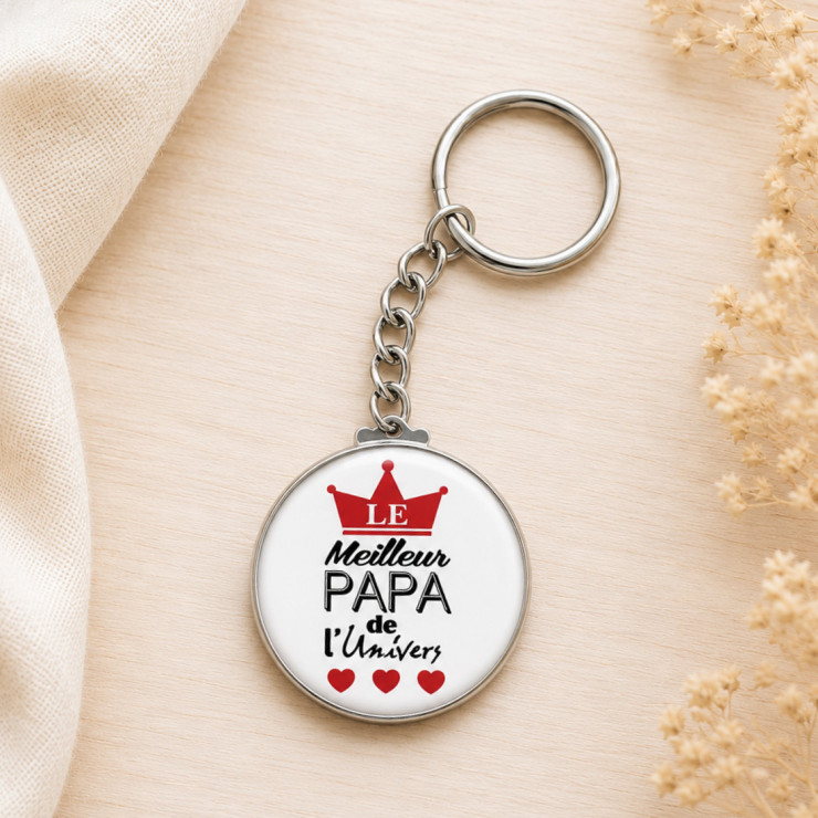                     Porte clé  "Le meilleur papa de l'univers" blanc
                  