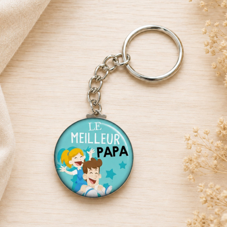                     Porte clés "Le meilleur PAPA" bleu
                  