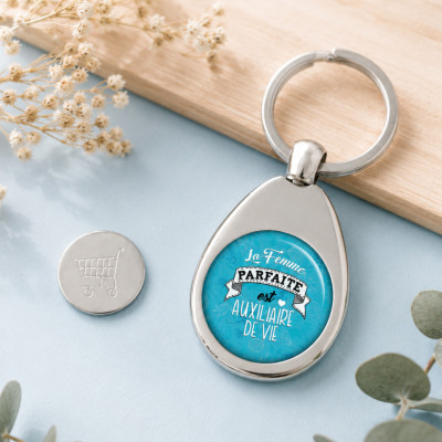 Porte clés jeton Auxiliaire de Vie - Angora