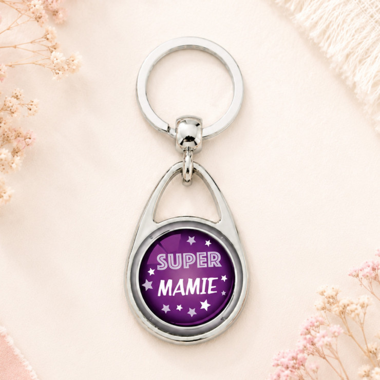                     Porte clés "Super mamie" violet
                  