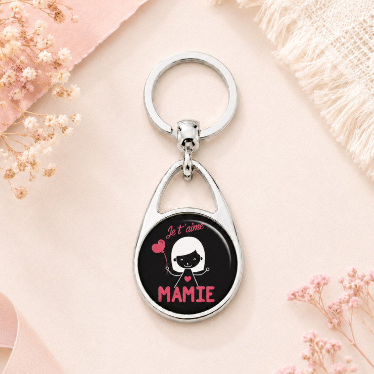                     Porte clés "Je t'aime mamie" noir
                  