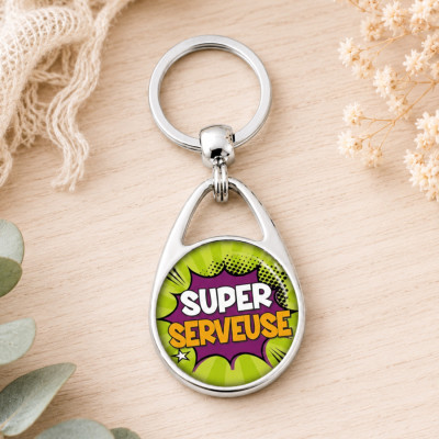 Porte clés "Super serveuse" idée cadeau à offrir