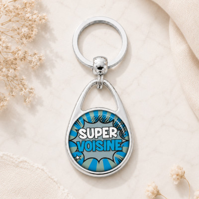Porte clés pour offrir à une super voisine. Idée cadeau comics