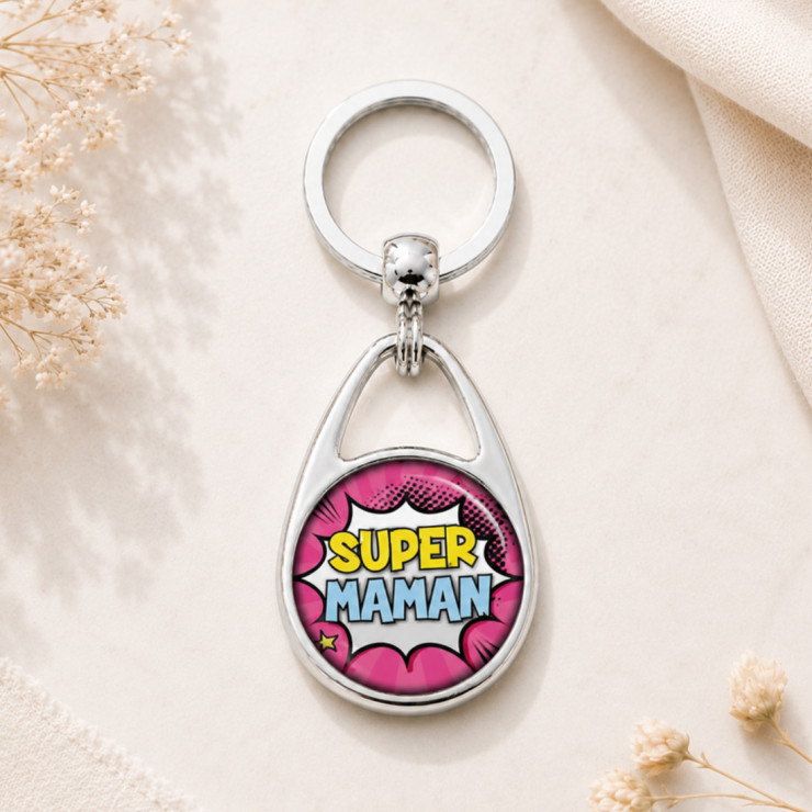                     Porte clés super maman comics
                  