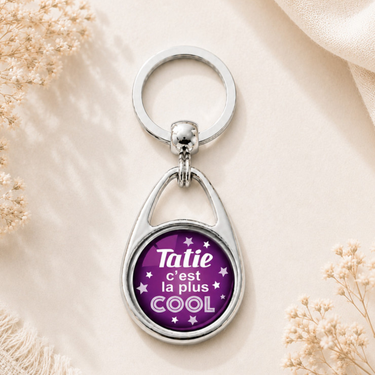                     Porte clés 'Tatie c'est la plus cool'
                  