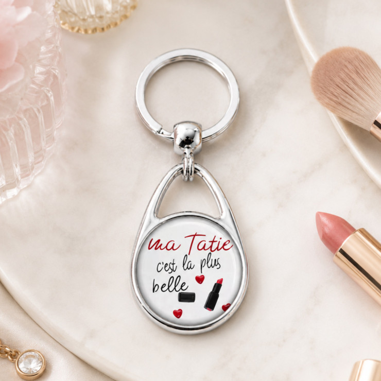                     Porte clés 'ma tatie est la plus belle'
                  