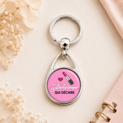Porte clefs Esthéticienne qui déchire! - Métal - Recto & verso