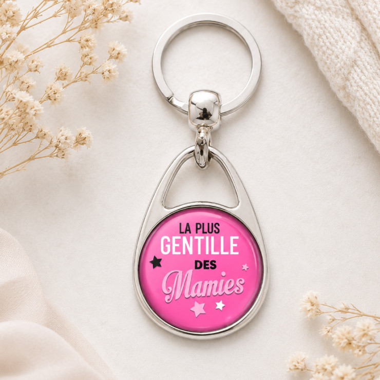                     Porte-clés pour la plus gentille des mamies - Métal
                  