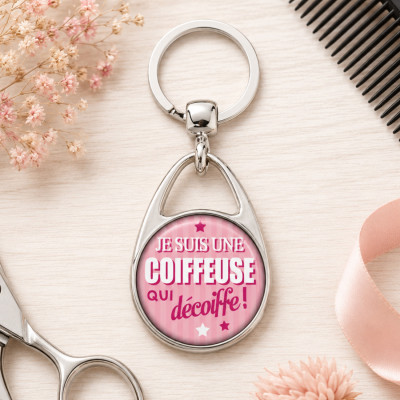 Porte clé "Je suis une coiffeuse qui décoiffe !" cadeau à offrir