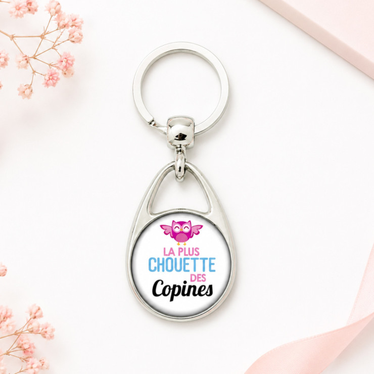       Porte clés "La plus chouette des copines" blanc
    