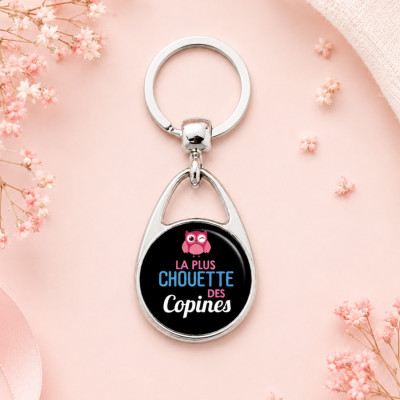 Porte clés "La plus chouette des copines" noir