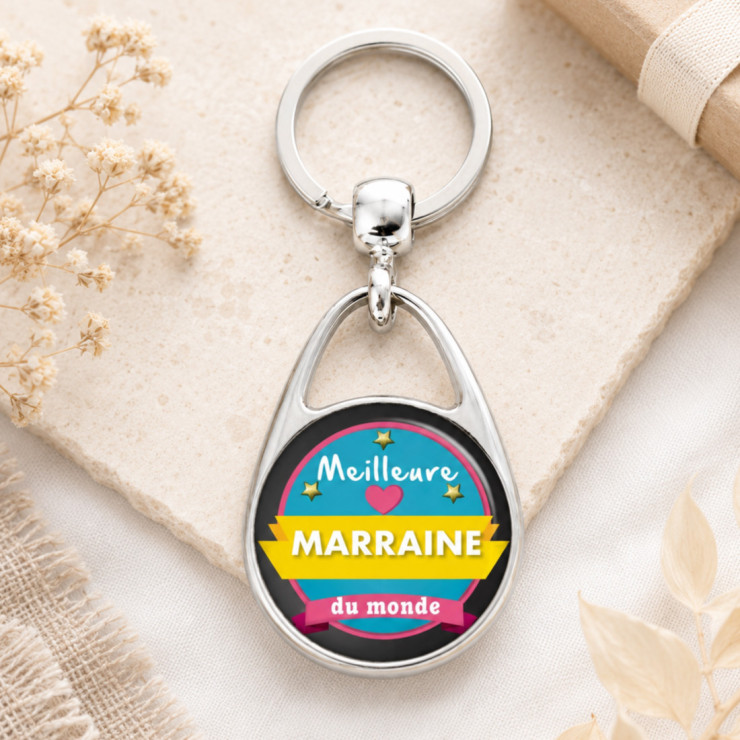                     Porte clés Meilleure marraine du monde
                  