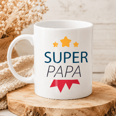 Mug Super Papa céramique - cadeau utile papa