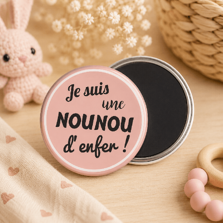                     Magnet Je suis une Nounou d'enfer - Aimant personnalisé
                  